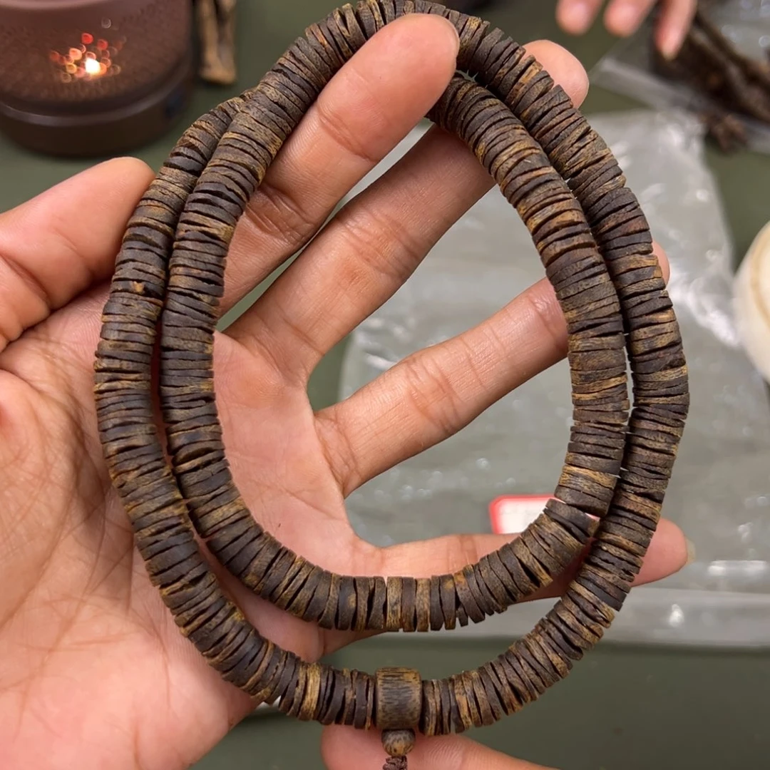 手串沉香张勺子沉水片珠卡9/35g+