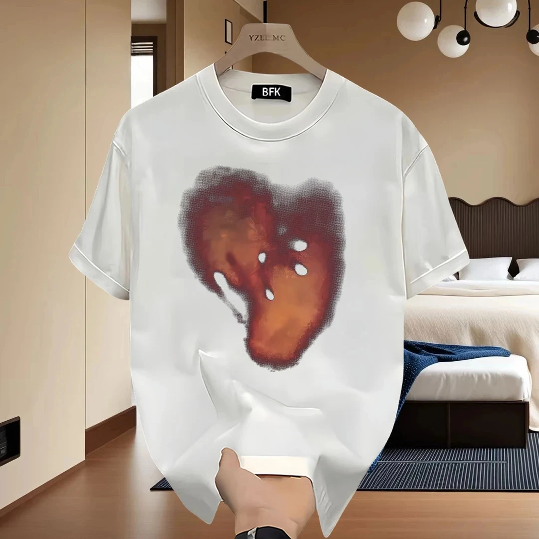 金瑞男士夏季潮牌宽松潮牌新款大码短袖印花纯棉痞帅T恤上衣