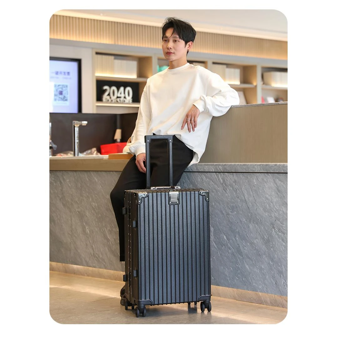 结实行李箱铝框拉杆箱20男女学生万向轮24登机行李箱密码皮箱子26