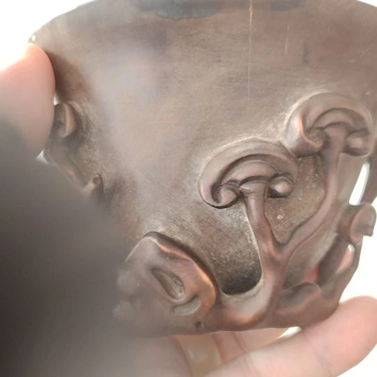 千眼菩提手串老木黄杨木雕兰花杯有瑕疵