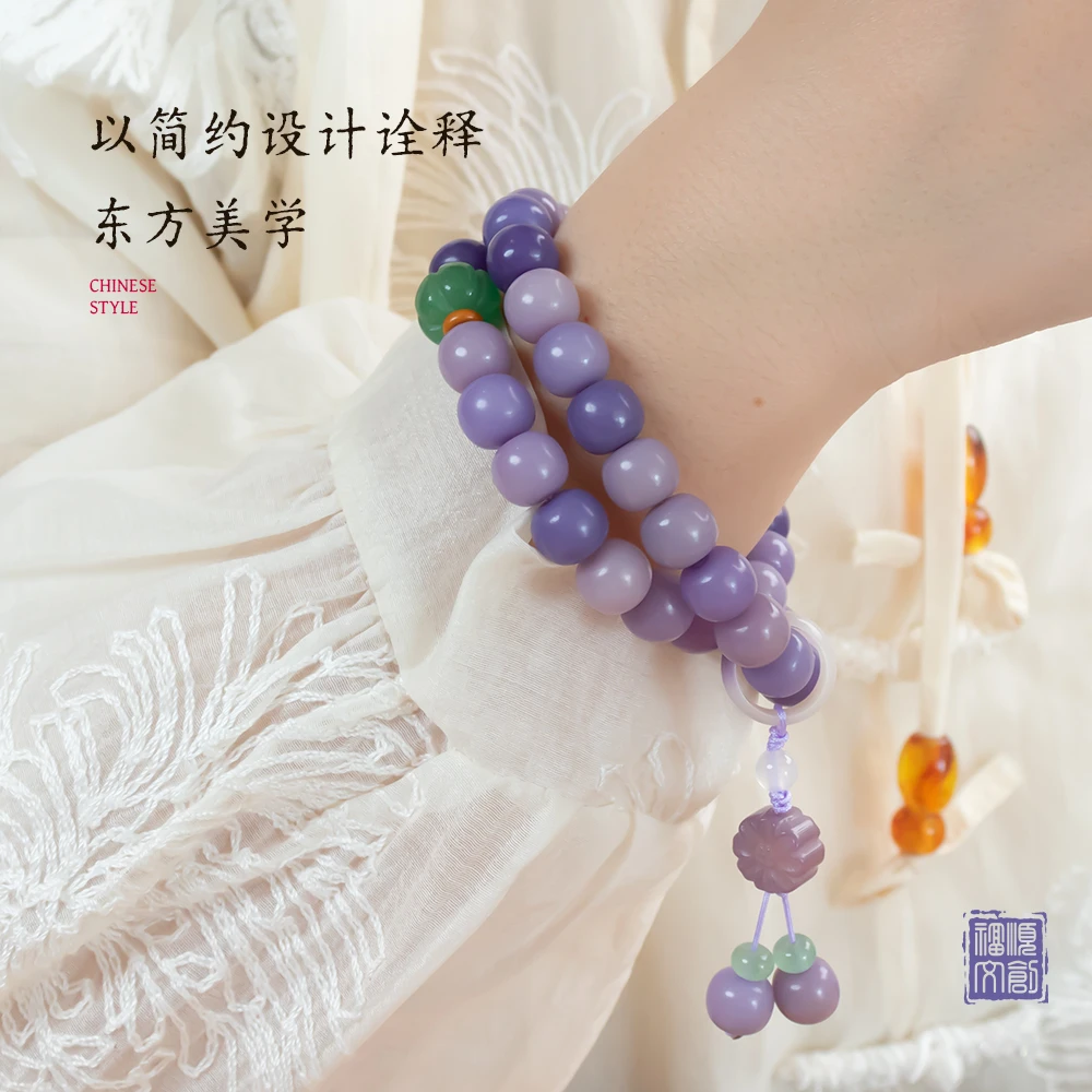 【暮山紫君】九紫南瓜提双圈手串桶珠手持高密盘玩9*10mm42颗
