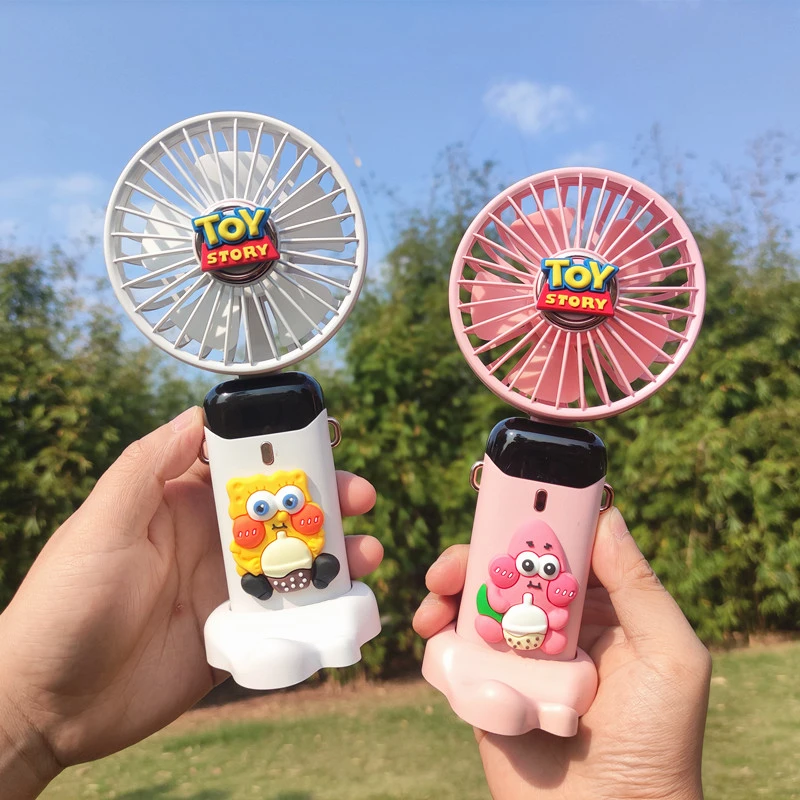 卡通数显小风扇随身便携式高颜值可爱usb充电户外手持静音电风扇