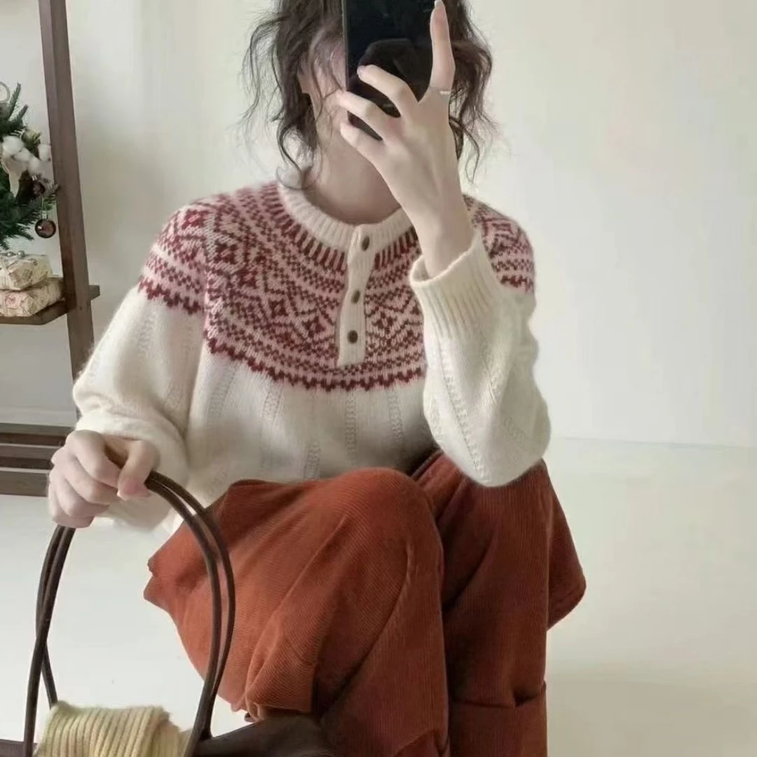 高品质美丽诺时尚复古毛衣