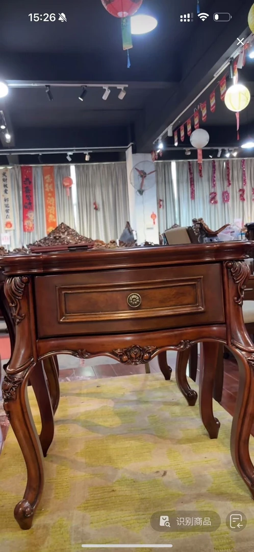 2个床头柜600*420*610 美式复古做旧雕花