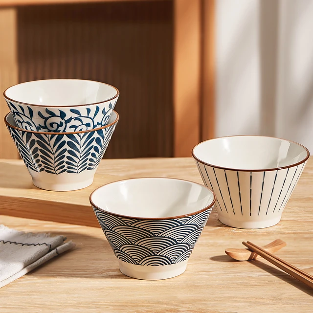 日式米饭碗家用2025新款陶瓷5英寸吃饭碗釉下彩斗笠碗高级感餐具