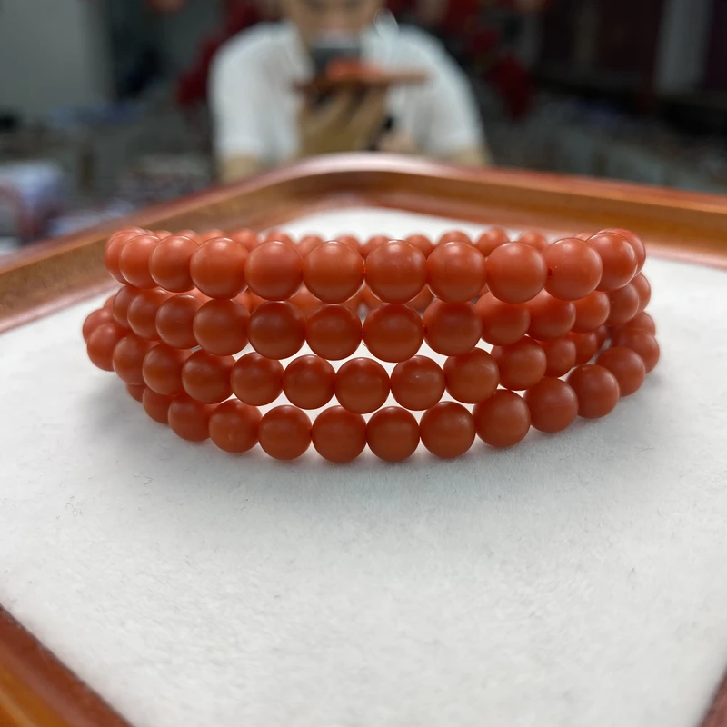 保山南红精品哑光货头特惠款圆珠多圈  6mm      多样性发一