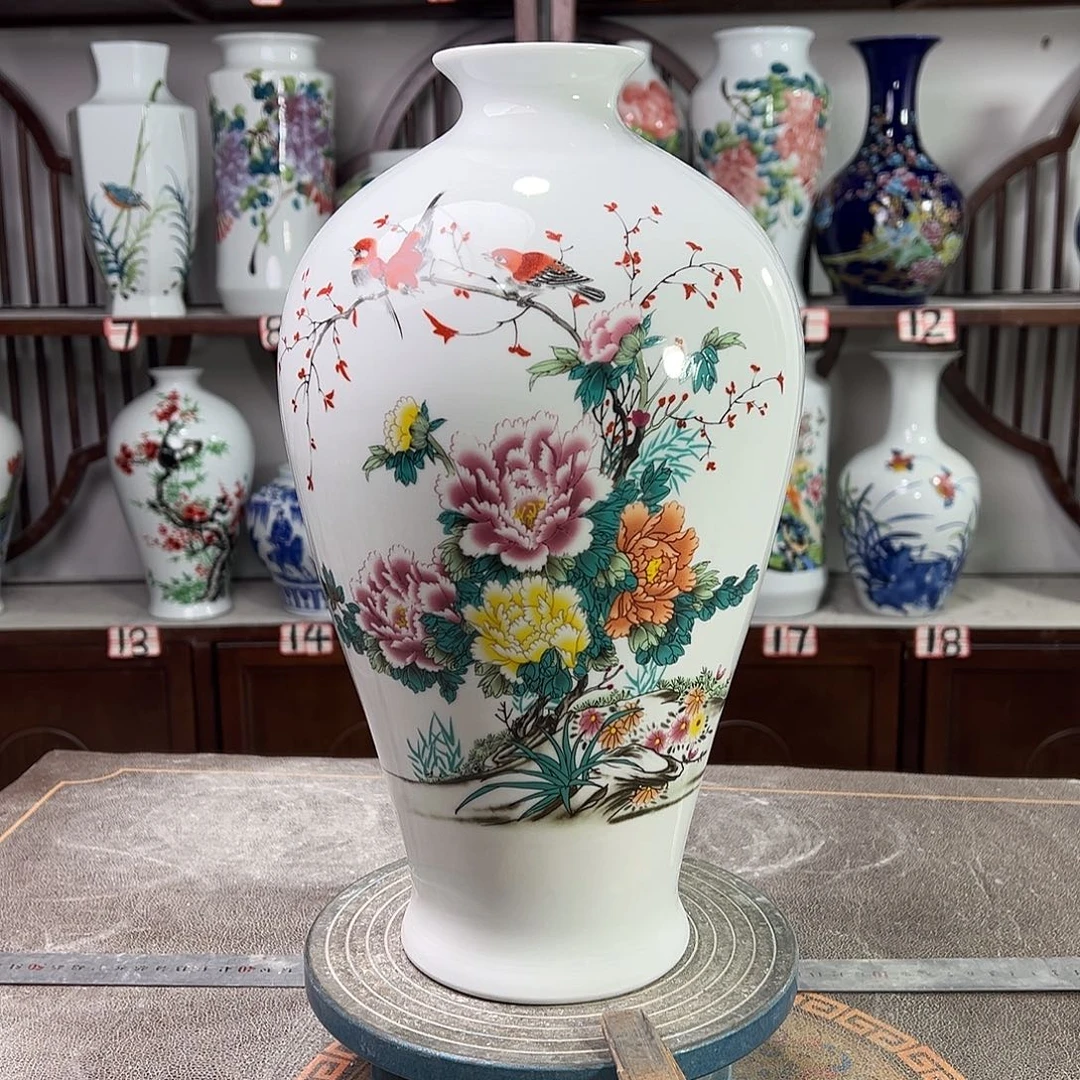 陶摆件景德镇陶瓷梅牡丹