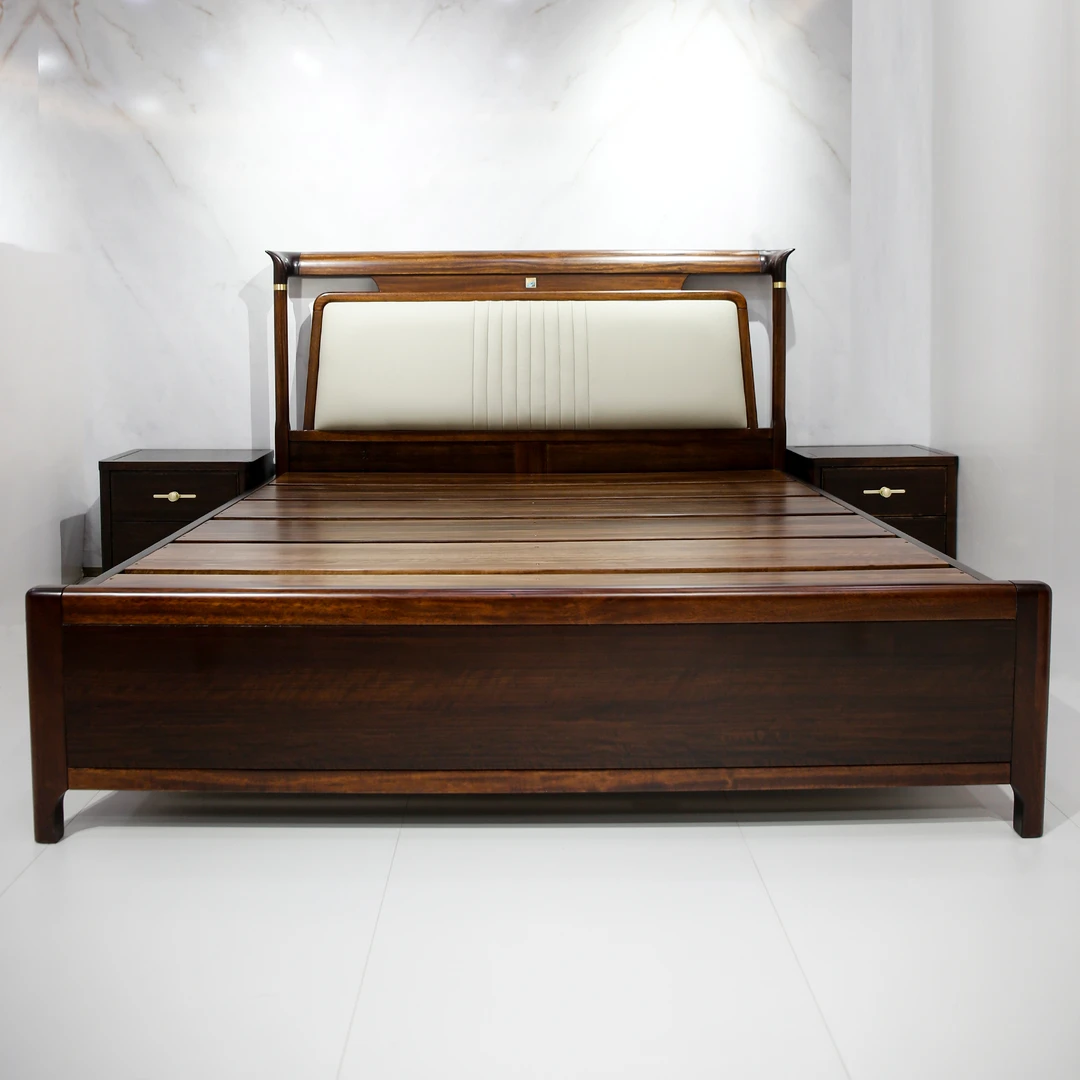 （大利家具）006-HFT65黑檀木软包大床床头柜新中式高端主卧大床