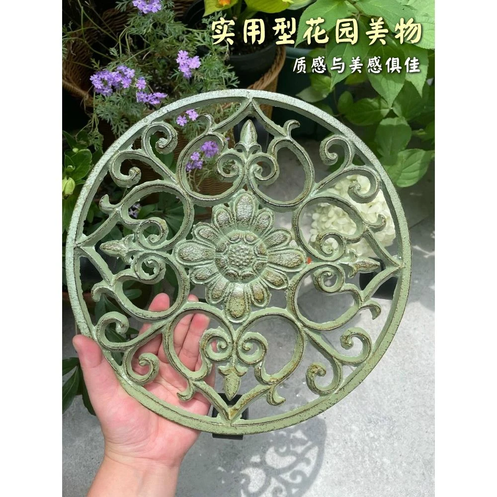 花盆托盘铁艺户外花园阳台客厅装饰花架托架垫脚可移动花盆底座