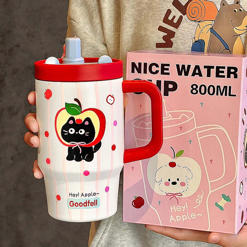 巨无霸保温杯大容量女2025新款高颜值陶瓷内胆办公吸管杯冰霸杯子