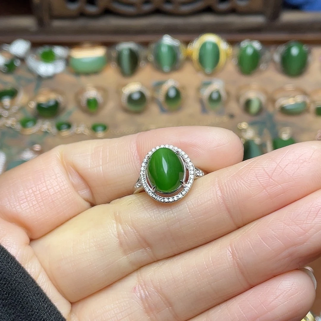 和田玉（碧玉）银S925镶嵌吊坠(赠链)