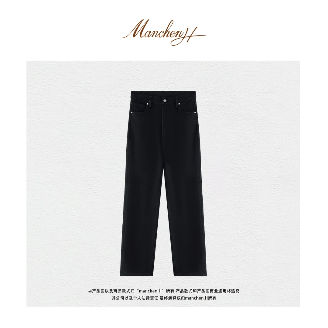 Manchenh"加绒黑骑士2.0"定织弹力面料抓绒显瘦保暖牛仔小黑裤
