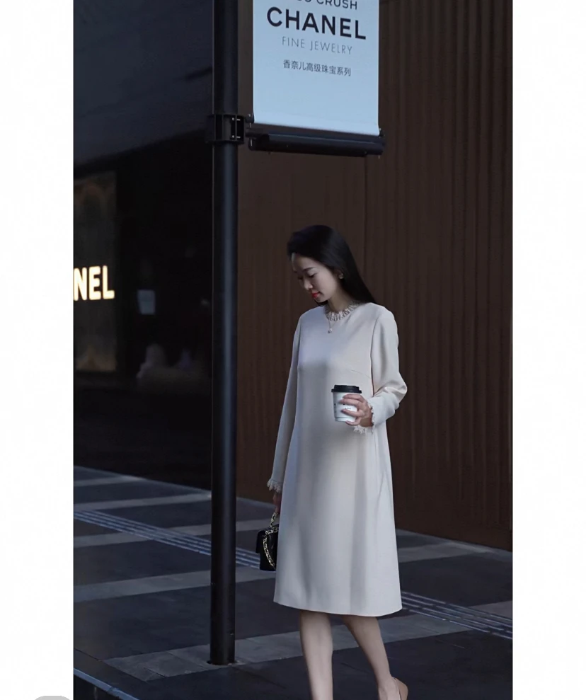 【影姐宠粉】通勤重工睫毛蕾丝醋酸优雅连衣裙22304