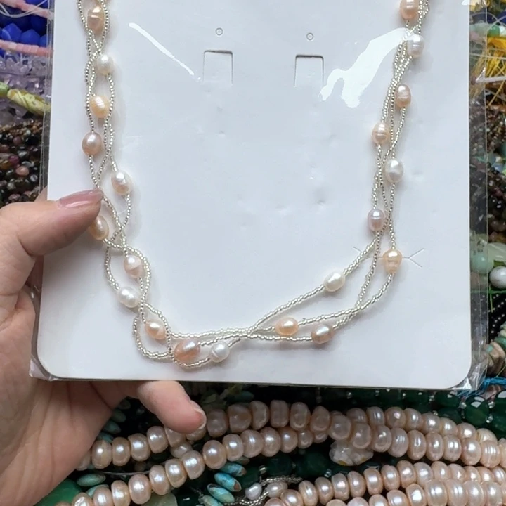 合金玛瑙/玉髓珠宝半成品一条珍珠项链
