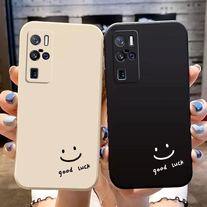 黑白简约笑脸适用vivox50pro+手机壳V2011A软套情侣防摔软硅胶潮