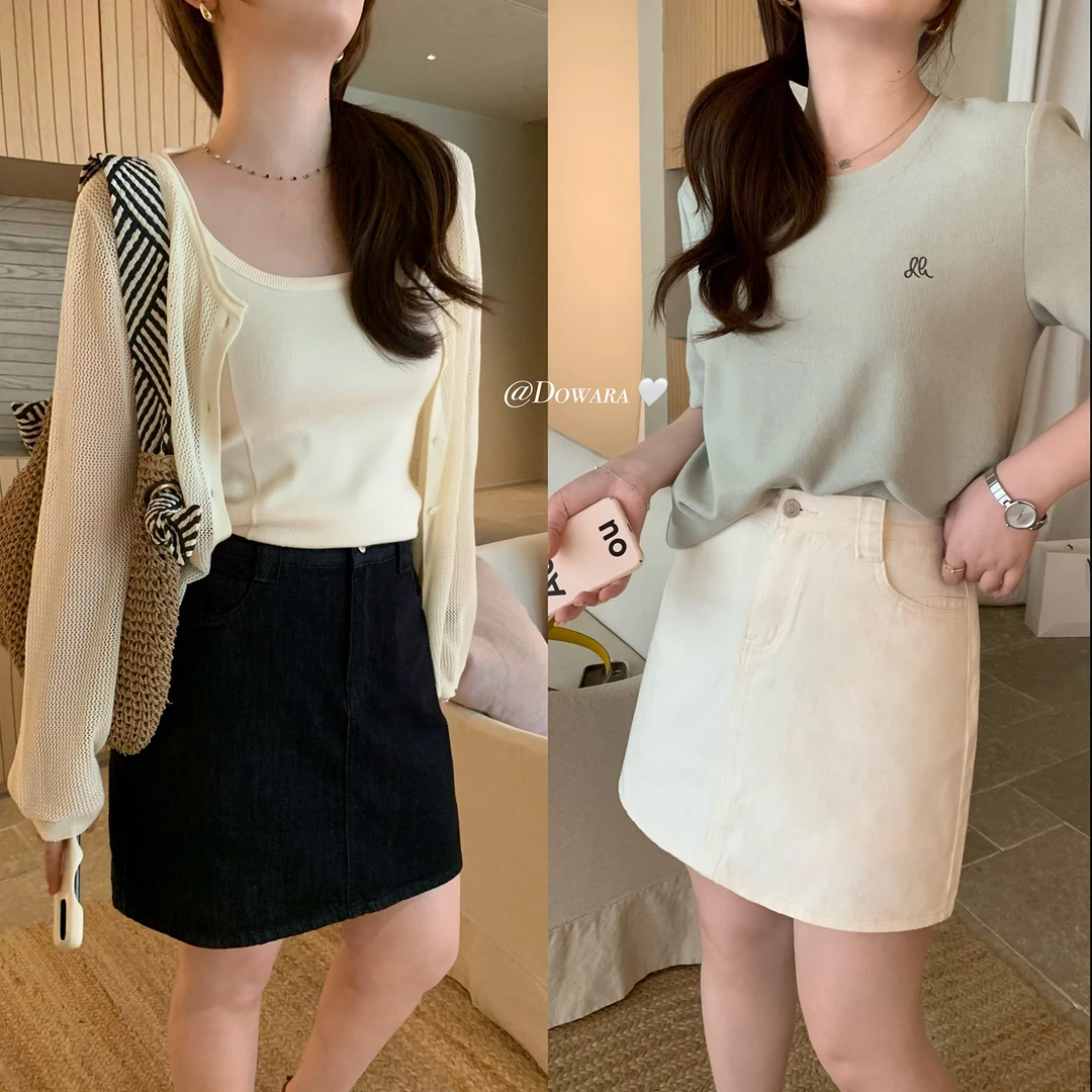 现货大婉酱微胖定制牛仔短裙女2025春季遮胯显瘦A字半身裙子6559D