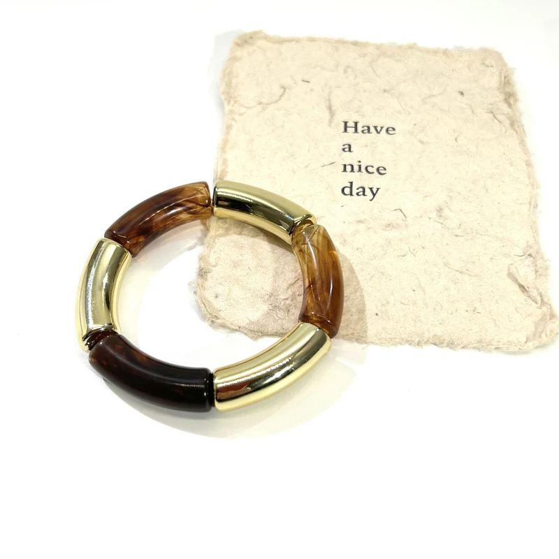 铜合金树脂手镯 07572高级文艺极简老钱六节手镯