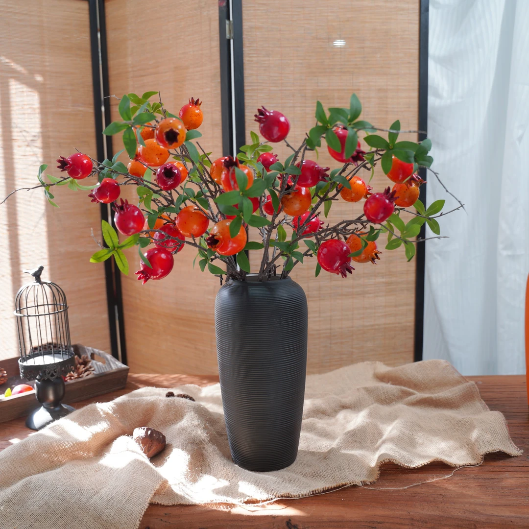 新仿真6果大石榴花高级感室内果蔬摆设玄关客厅装饰餐桌花艺软装