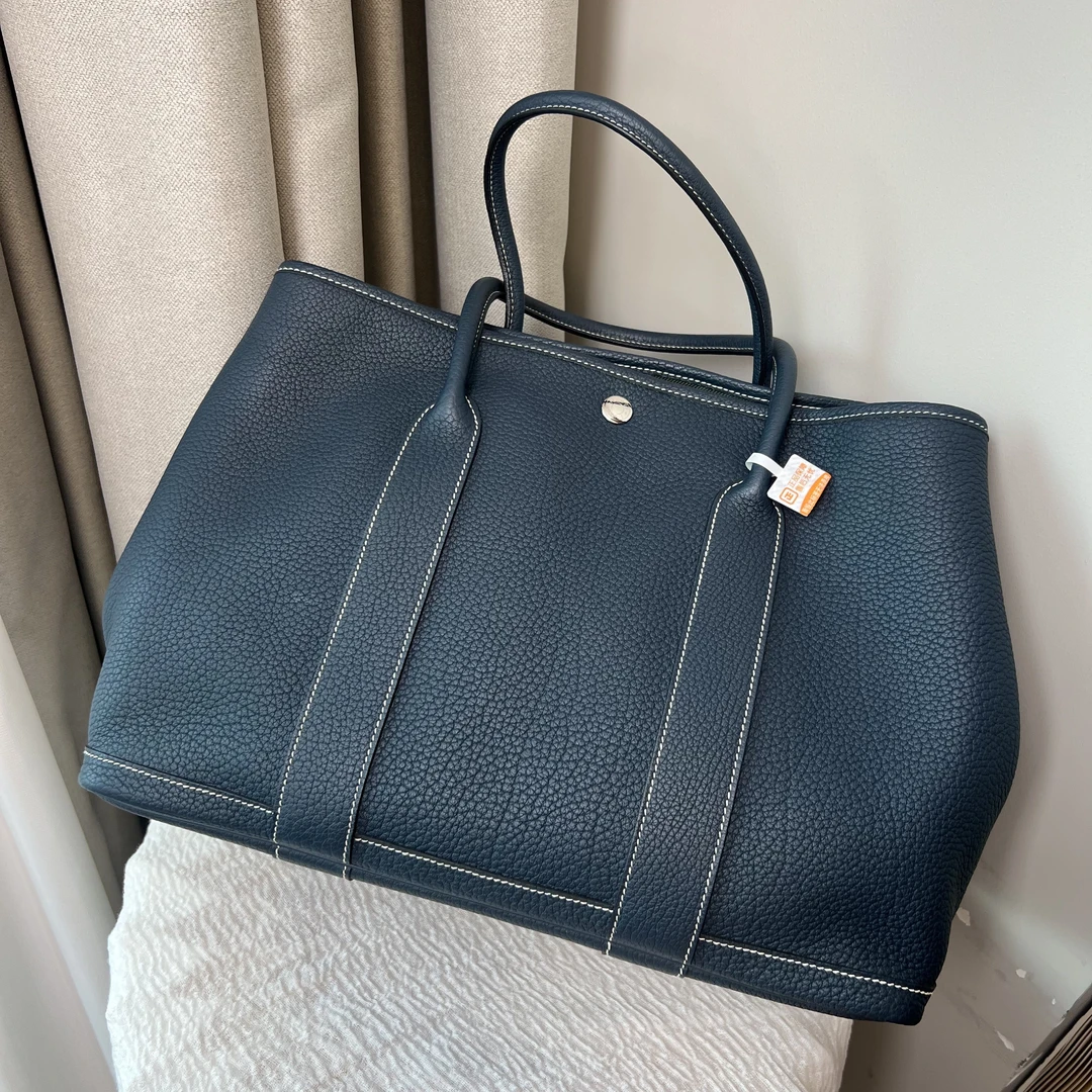 95新 Hermes/爱马仕 花园36手提包/深邃蓝框R刻/251023VCXCX01