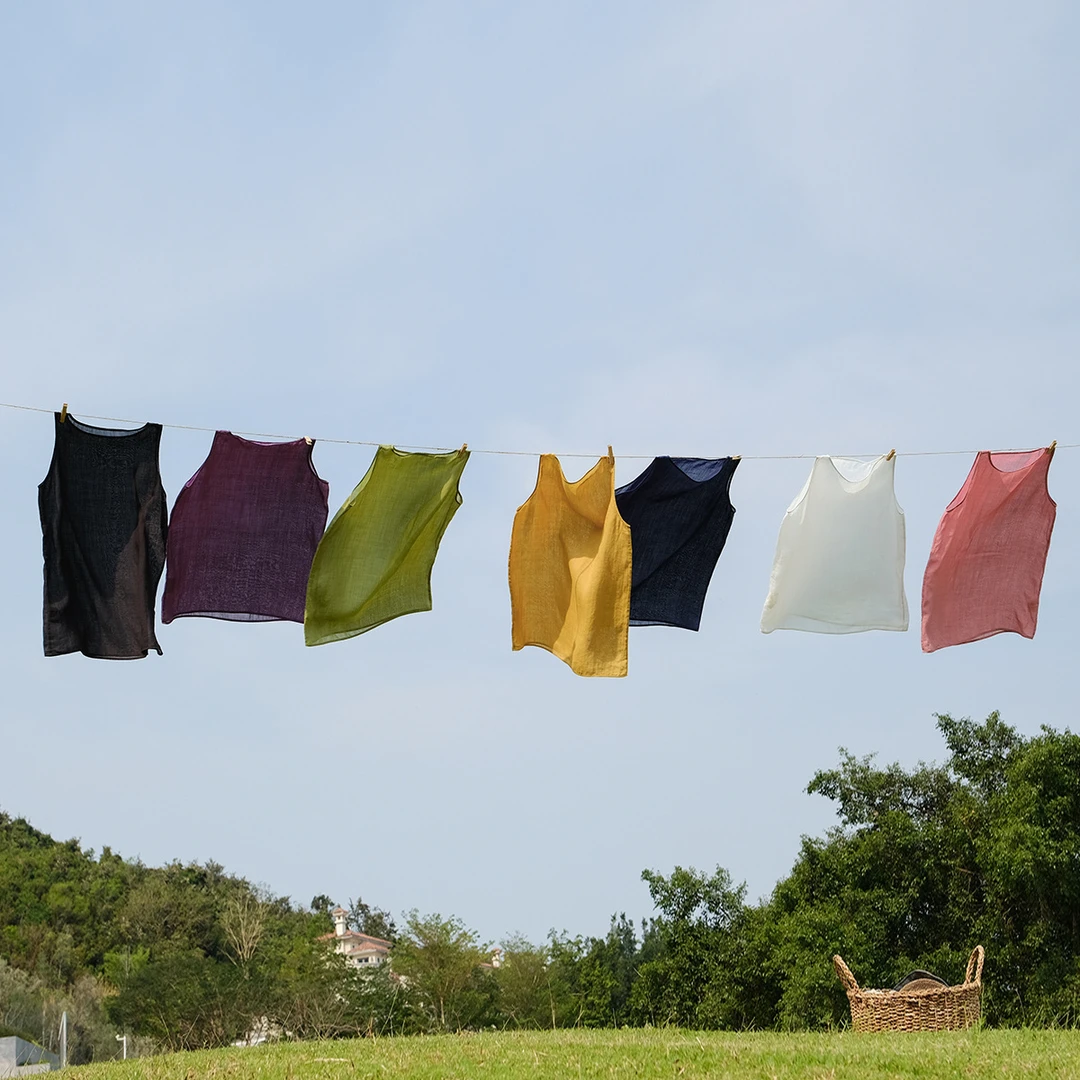 100支苎麻盐缩砂洗工艺高密蓬松感一字领叠穿打底背心5123