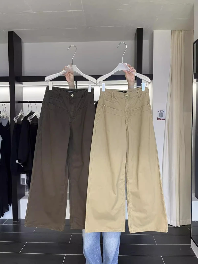 IN.CHOOSE U笑笑家 秋上新韩版大地色系宽松百搭阔腿牛仔裤89818