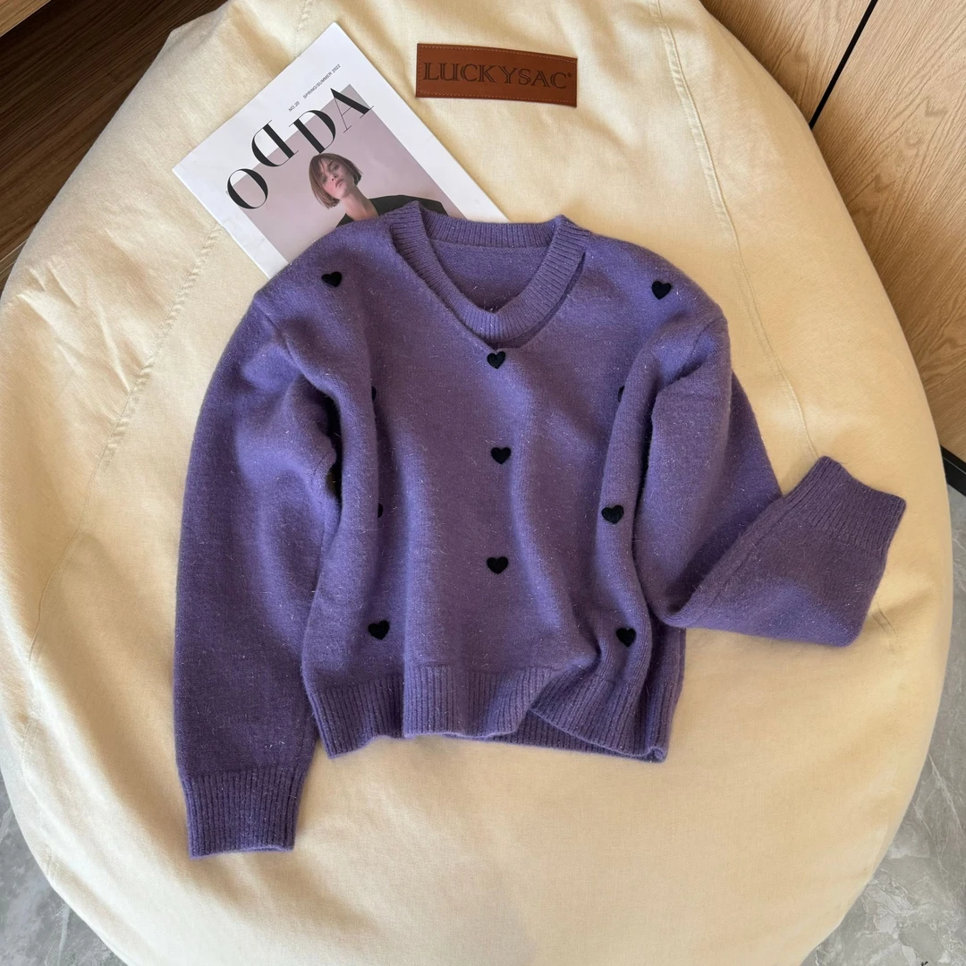 【婷婷推荐】3891甜美立体爱心韩系百搭小众毛衣