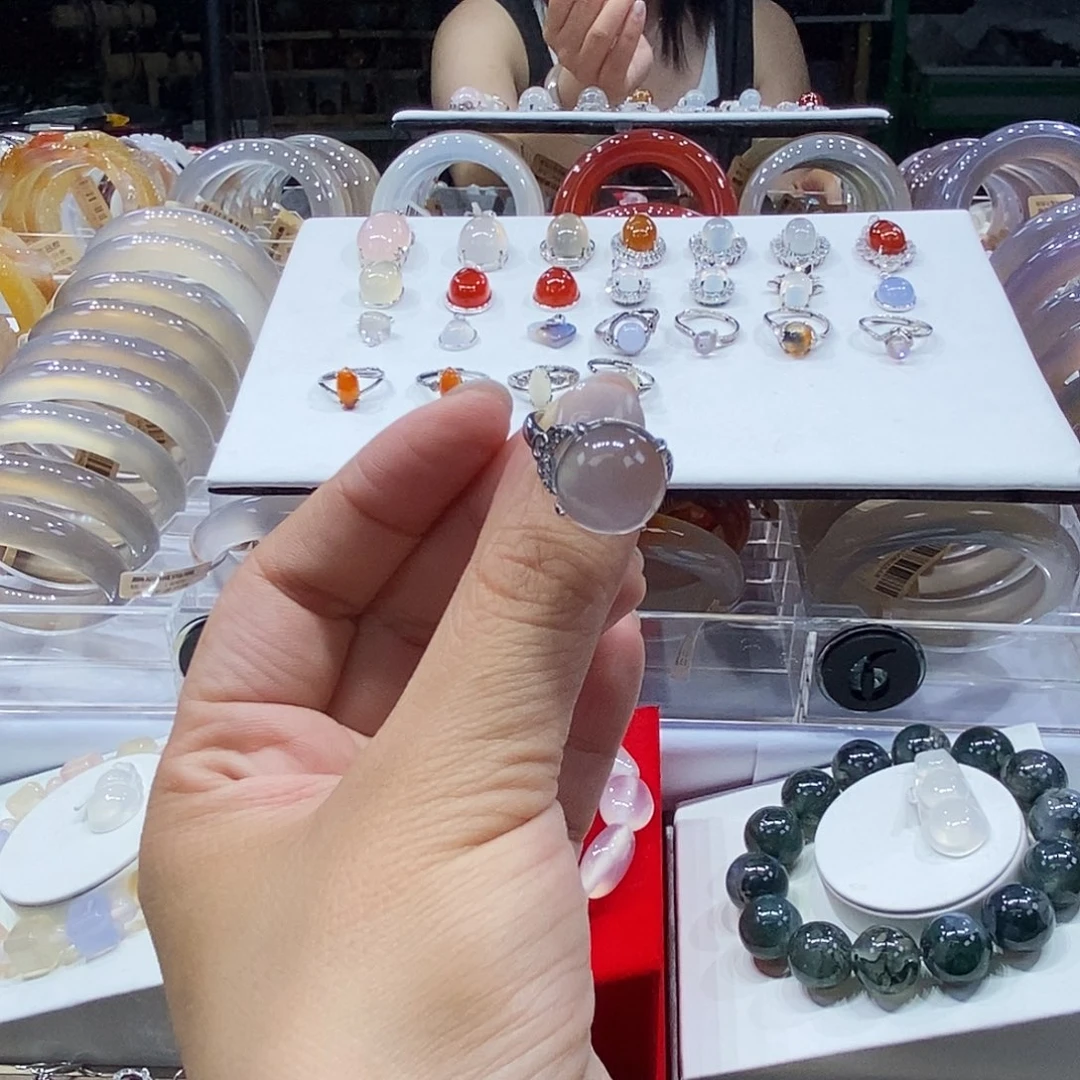 玛瑙/玉髓戒指银S925镶嵌懒***讲