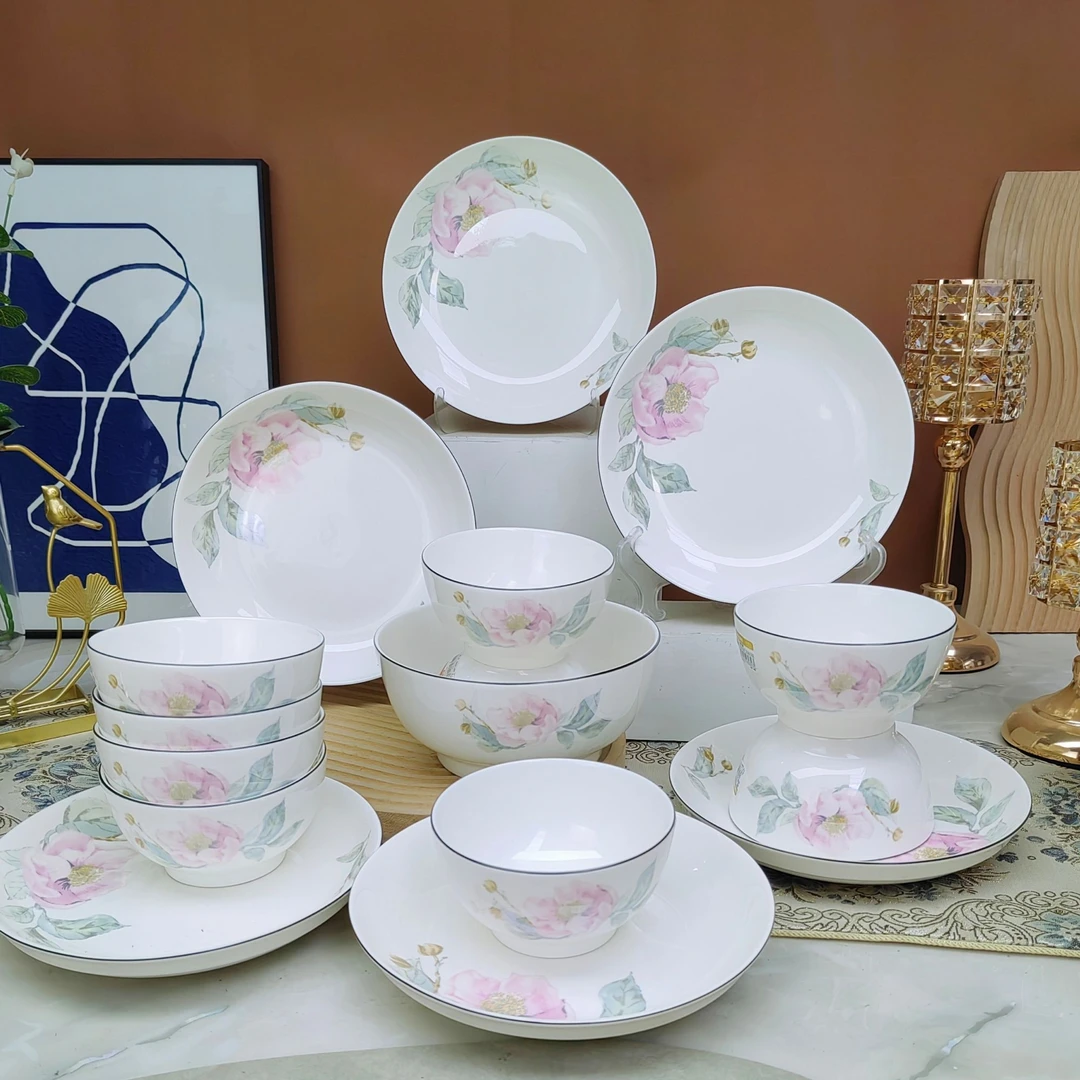 青春旋律套装餐具15件7英寸圆盘6只+7英寸汤碗1只+8个米饭碗
