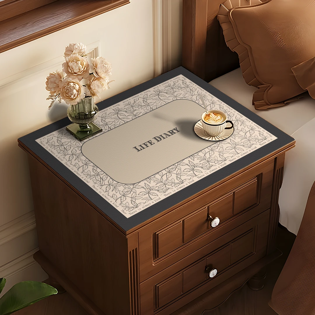 方桌垫床头柜垫皮革家用皮革垫印花皮革桌垫防水防油桌布茶几布