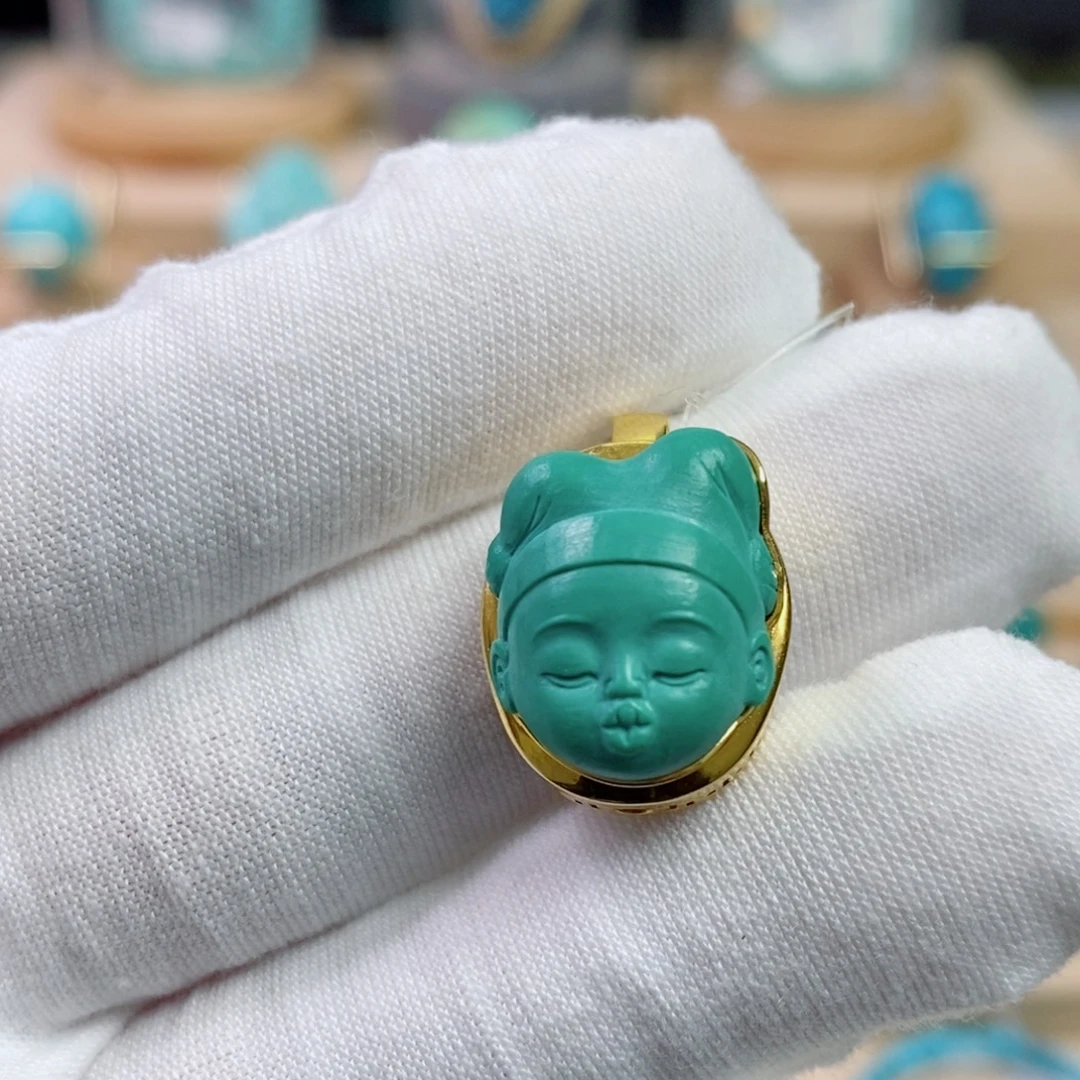 绿松石18K金镶嵌珠宝奇石