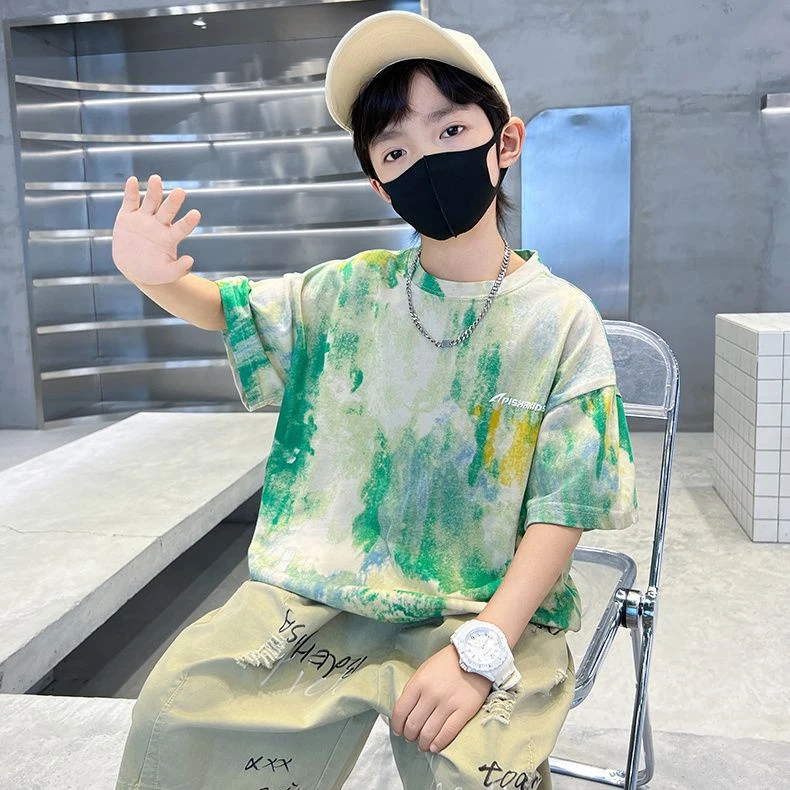 男童夏装中大童纯棉T恤短袖2025新款儿童薄款帅气外穿洋气上衣潮