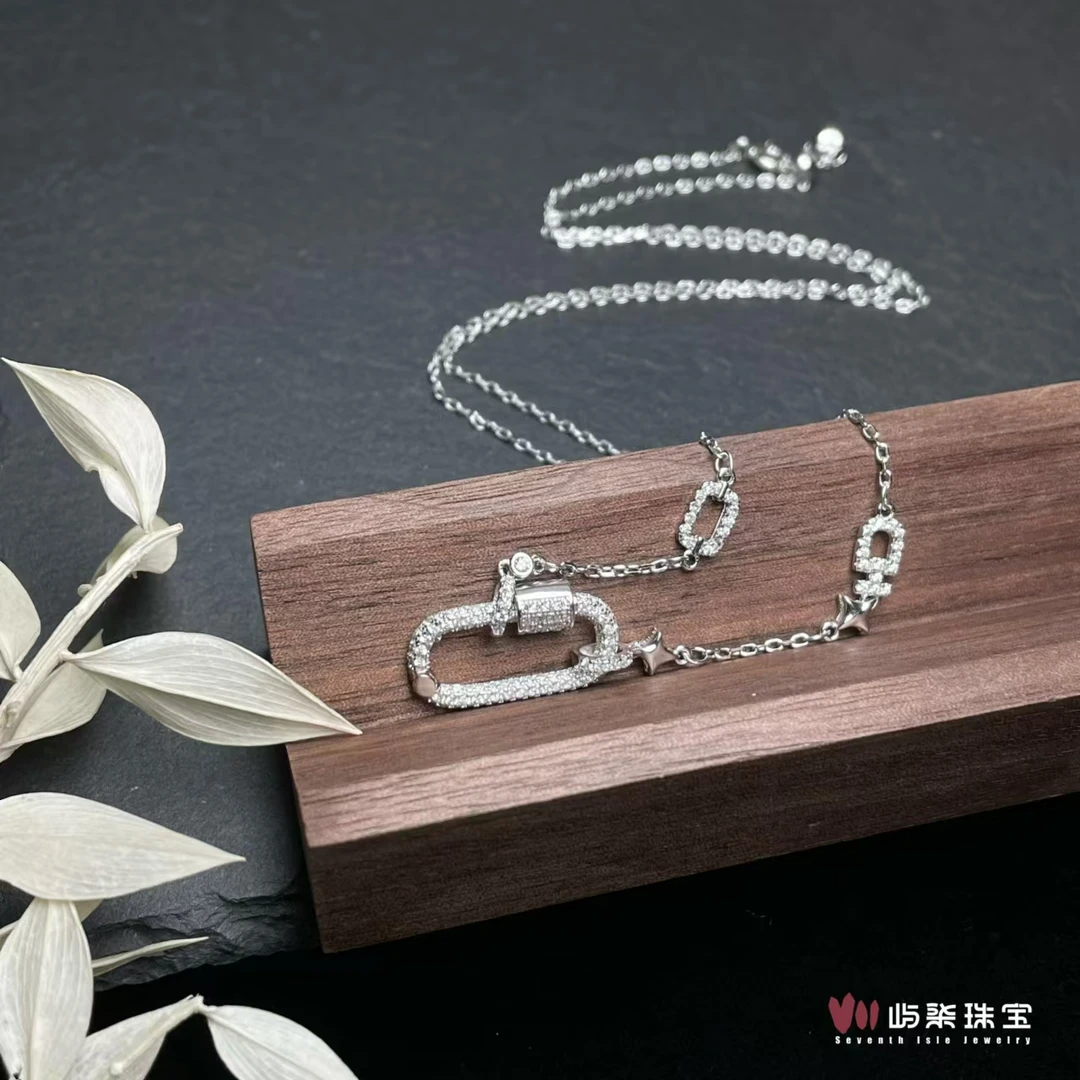 链子925银 【要努力】A1152 三环银色项链