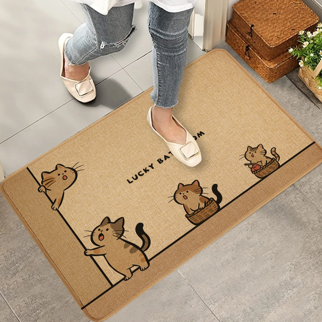 加厚款编织亚麻地垫吸水防滑速干地垫家用卧室浴室门口多功能地垫