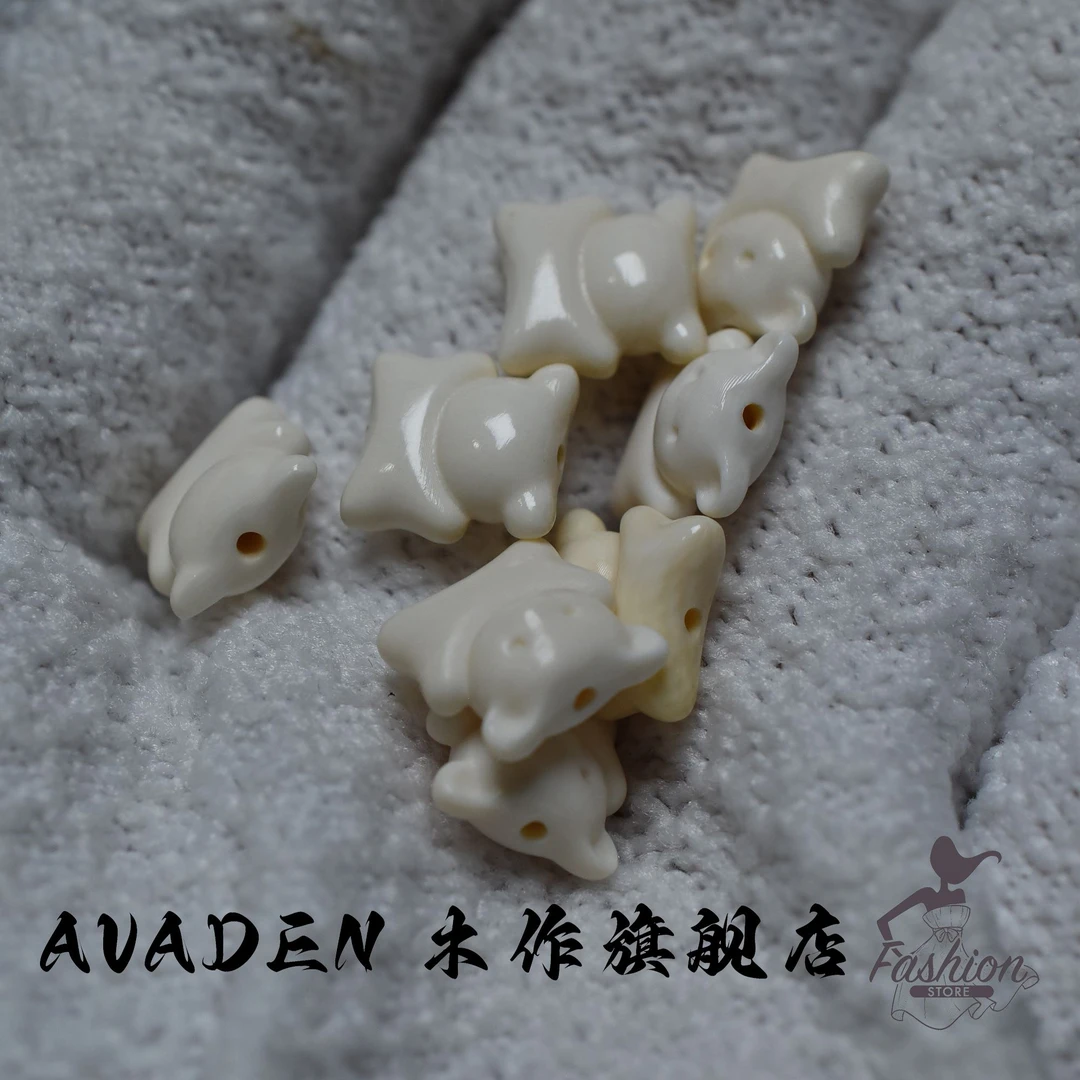 天然保真猛犸牙原色冰料抱抱熊滴溜DIY文玩手链项链挂件配饰A0197