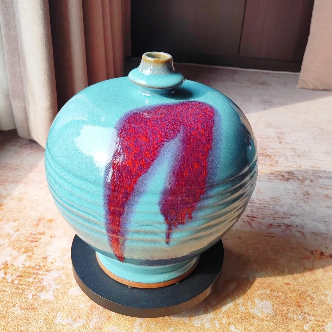 当代 杨国政钧瓷作品唐韵宋风梅瓶