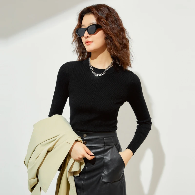 商场同款FF||仿佛冬季圆领长袖内搭针织美丽诺羊毛衫FZ00945秋冬