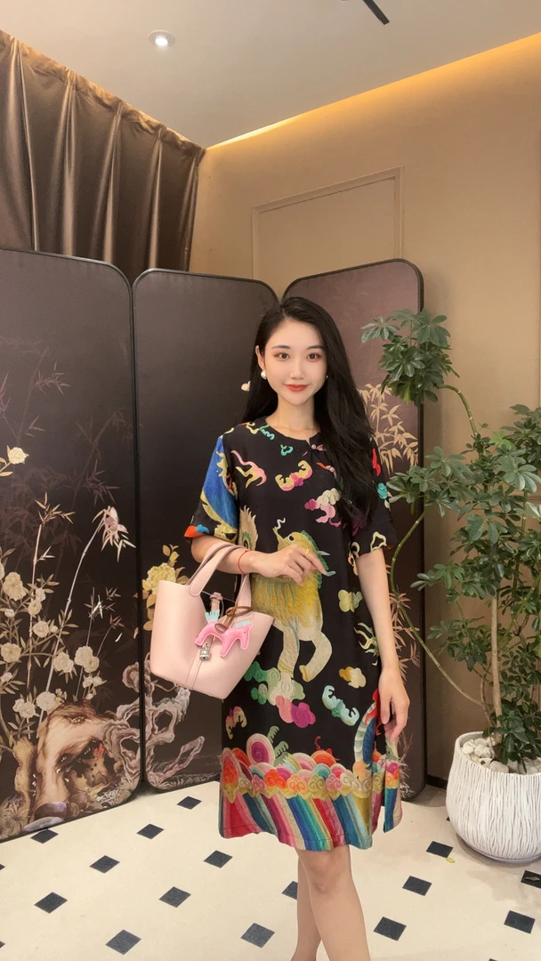 【福佑满庭】25年新款国风元素原创新中式百搭重磅工艺裙子婷T402