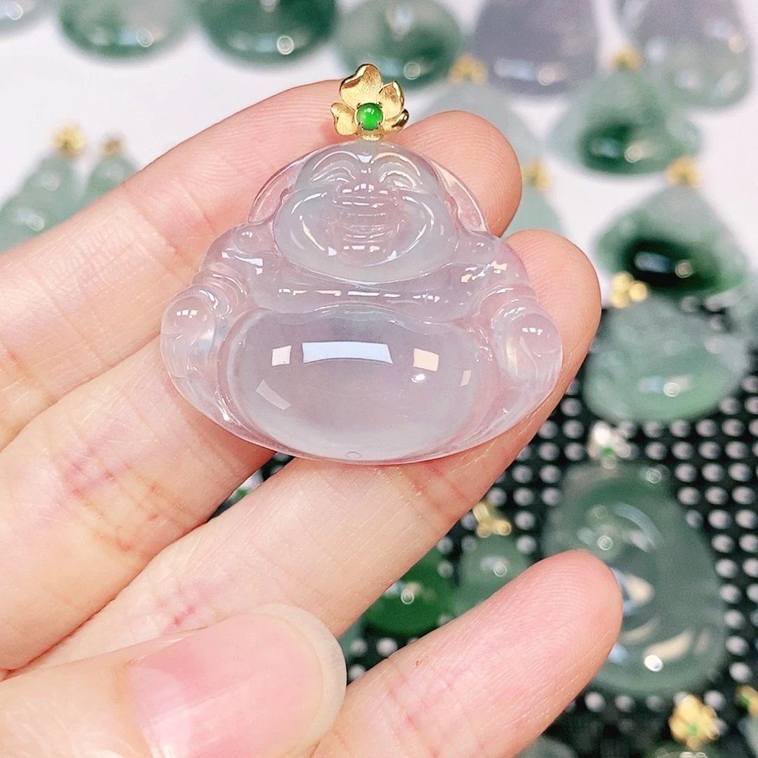 吊坠(不含链)18K金镶嵌翡翠