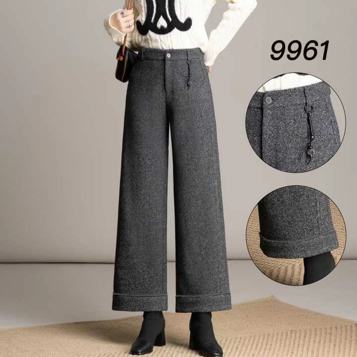 高品质时尚醋酸羊毛九分直筒裤9961