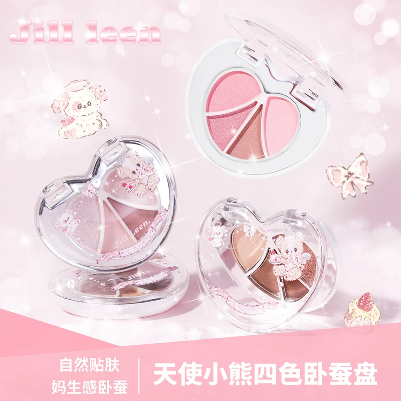 JILL LEEN天使小熊四色卧蚕盘眼影盘大地色阴影提亮爆闪质感裸妆