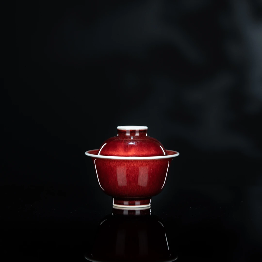 屹朴 郎红盖碗 125cc 景德镇瓷器