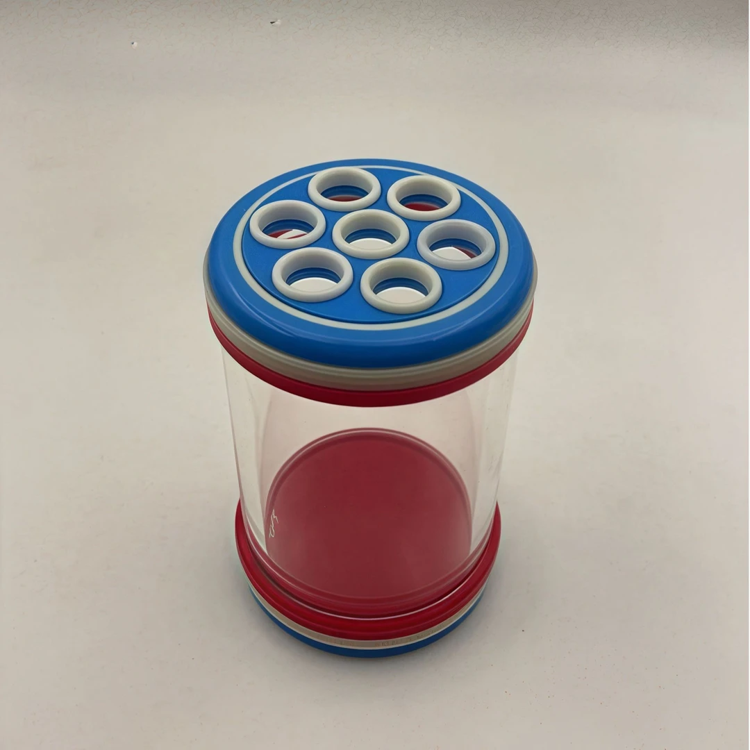 蓝白红七孔蝈蝈叫罐儿（带簧）直径60mm 高度95mm