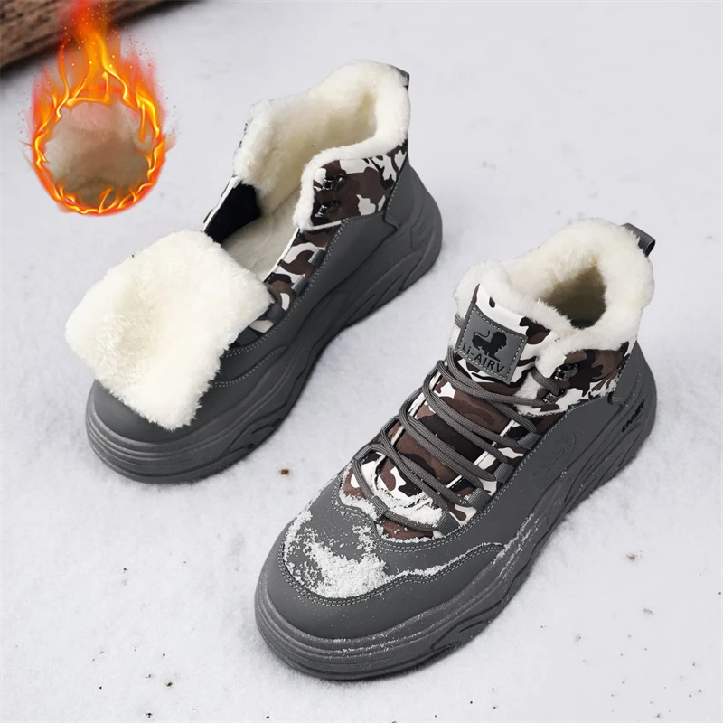 男鞋2025新款东北冬季百搭黑色休闲鞋加绒保暖棉鞋防水防滑开车