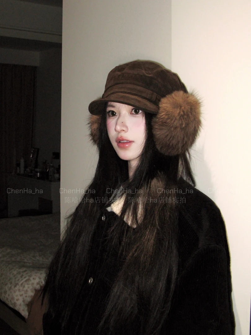 陈哈哈暖暖小狐~仿狐狸毛大号毛绒耳捂子保暖护耳冬季耳罩女耳套