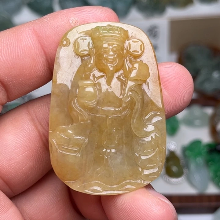 翡翠未镶嵌颈饰财神