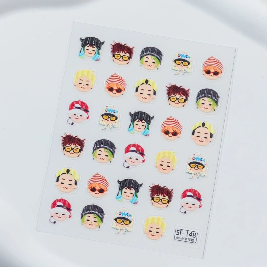 SKY萌萌权志龙头像立体浮雕美甲贴纸演唱会应援贴DIY穿戴甲指甲贴