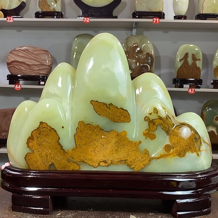 石材靠山天然玉石摆件