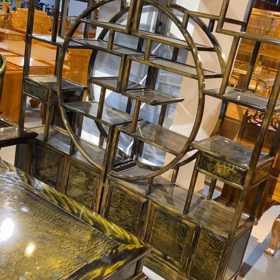 楠木博古架圆一对水波