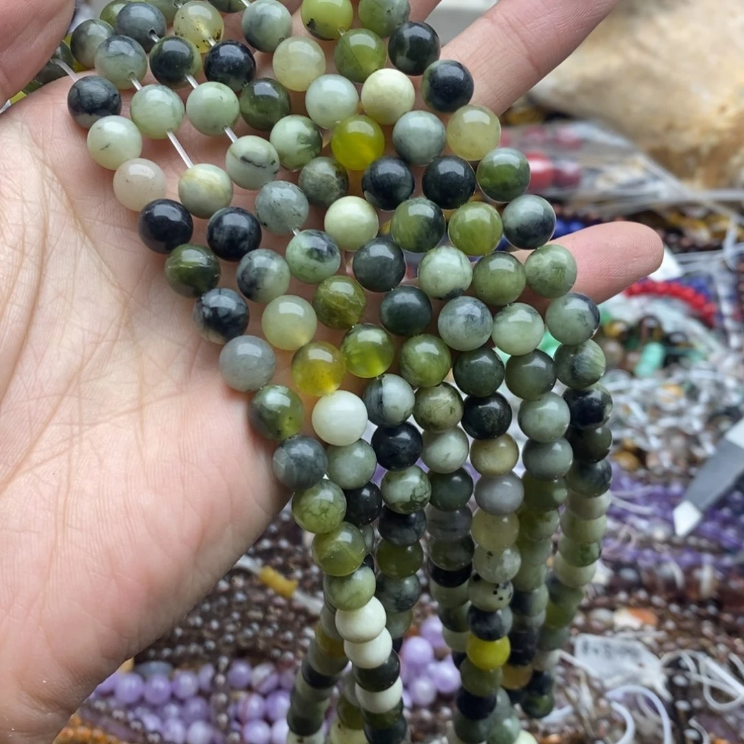 玛瑙/玉髓未镶嵌珠宝半成品一条天然8mm+黑岫玉圆珠