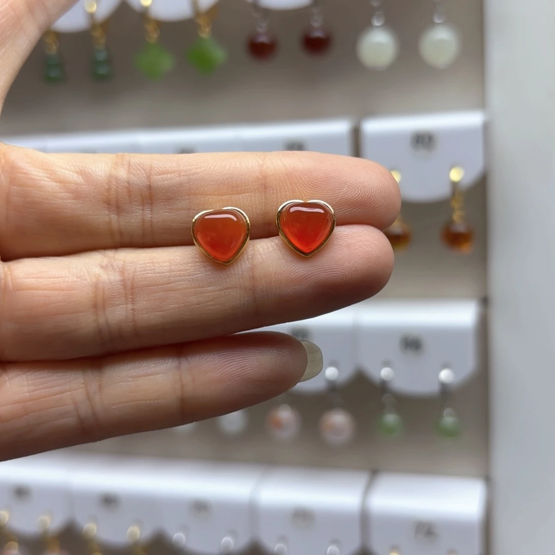 玛瑙/玉髓耳饰银S925镶嵌